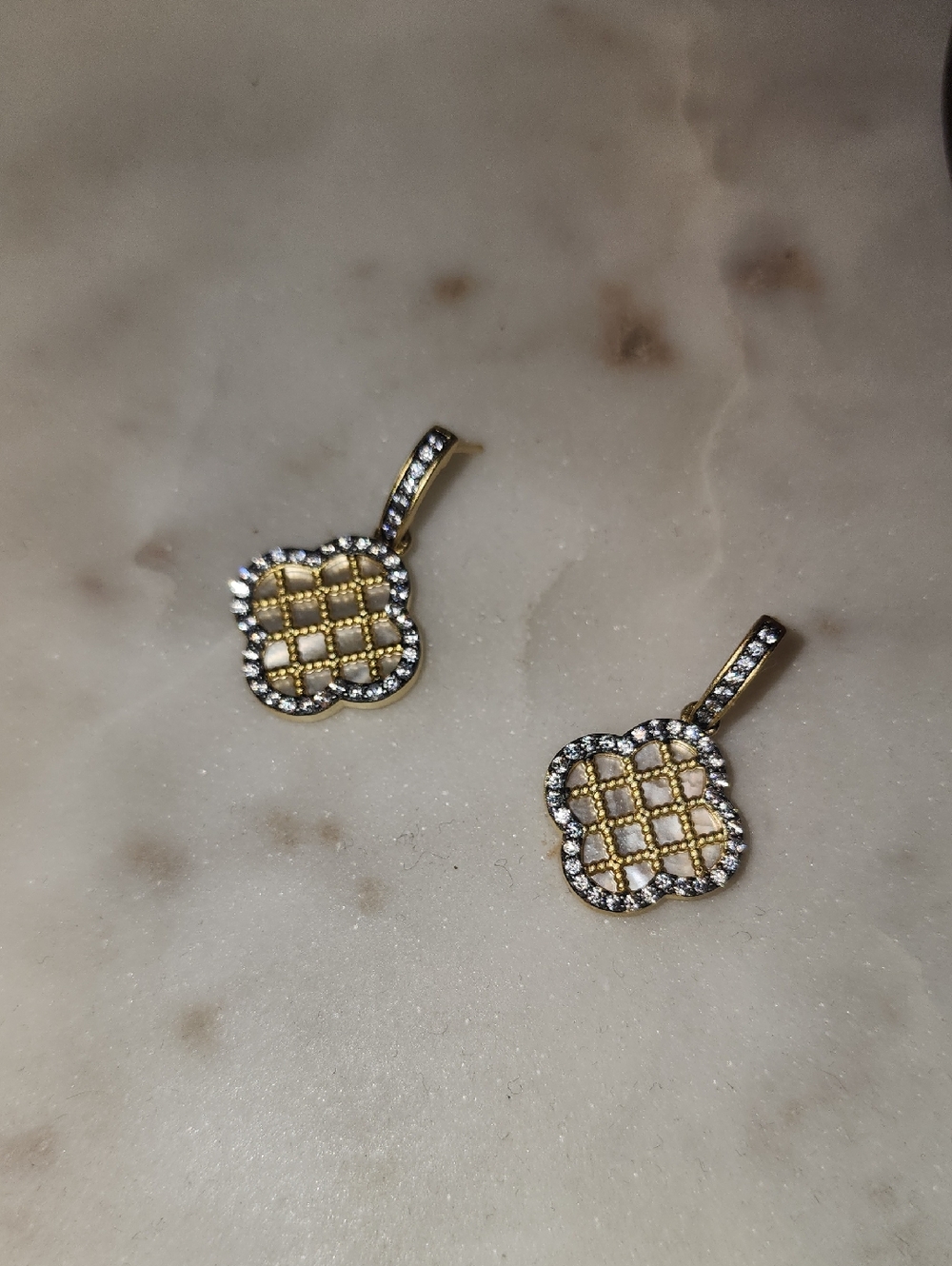 Frieda Rothman Gold Pave Drop Earrings | Retail $325